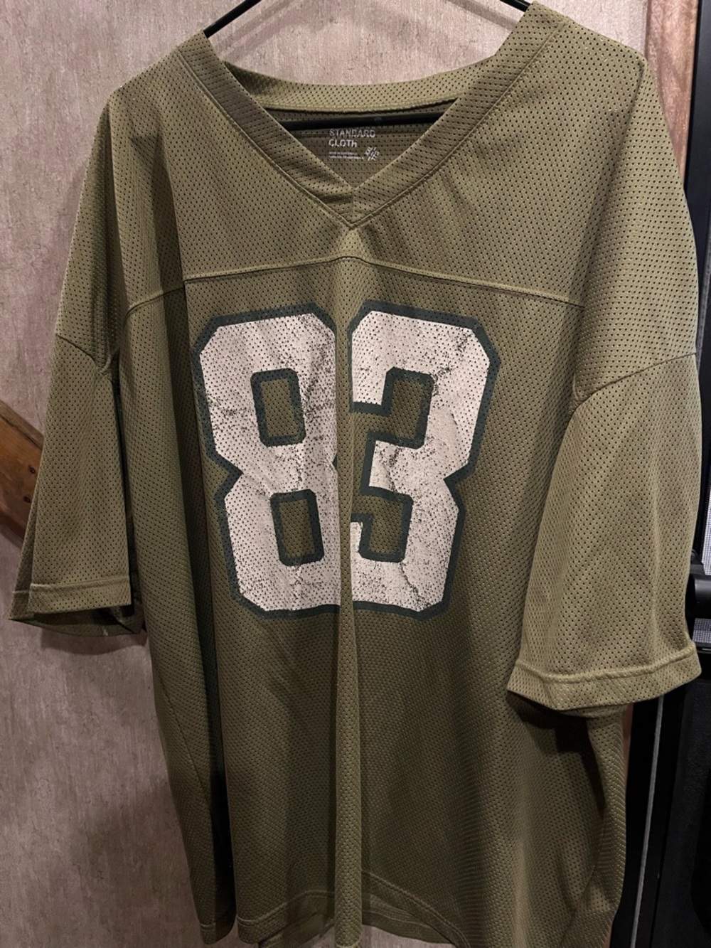 Standard Cloth Men’s Olive Green Mesh Jersey Shirt with '83' Print